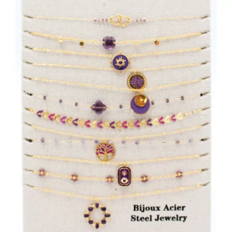 Pack 12 Colliers Acier Inoxydable - parme