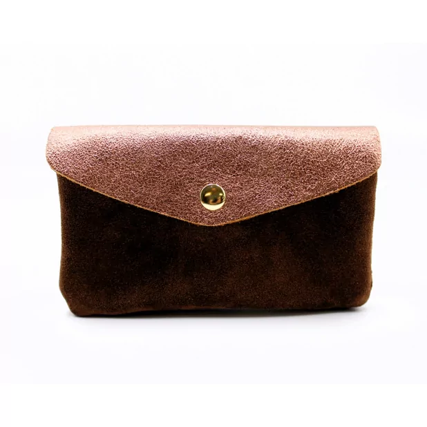 Porte monnaie cuir pailleté et peau