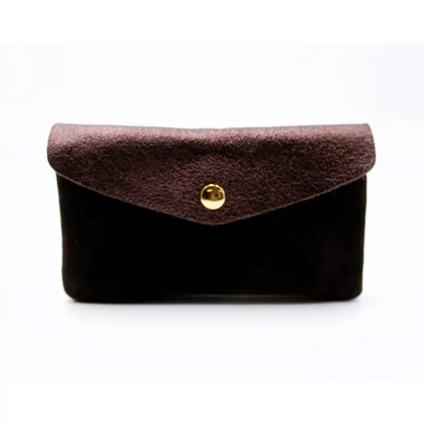 Porte monnaie cuir pailleté et peau