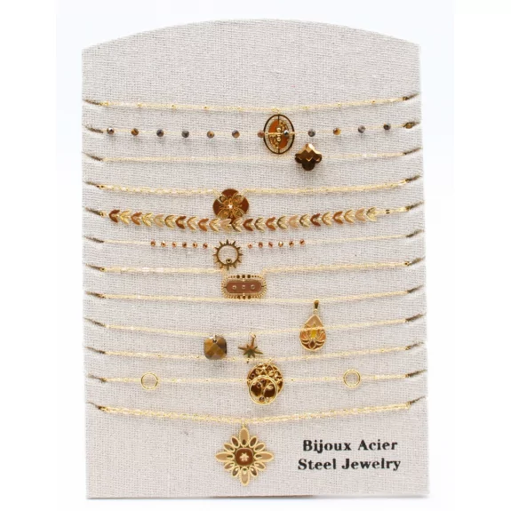 Pack 12 Colliers Acier Inoxydable - marron