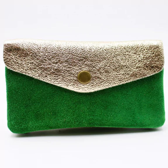 Porte monnaie cuir pailleté et peau