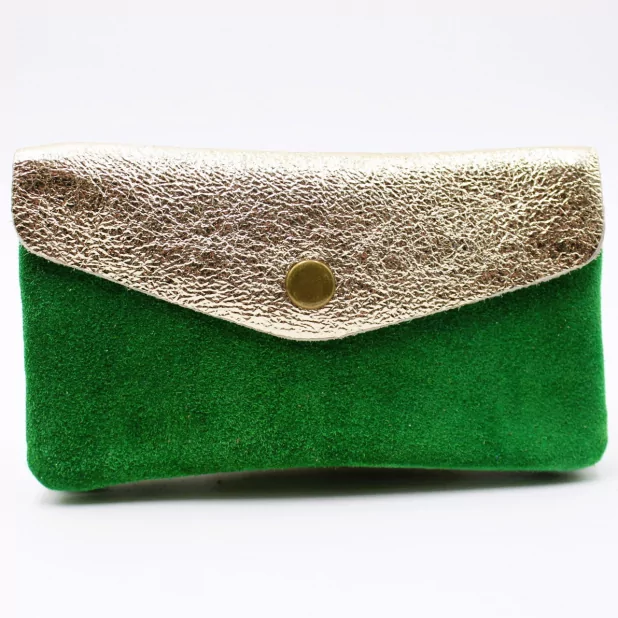 Porte monnaie cuir pailleté et peau