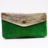 Porte monnaie cuir pailleté et peau