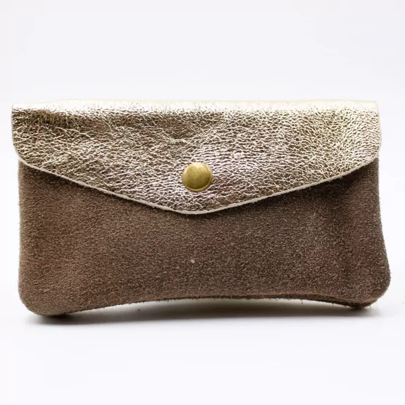 Porte monnaie cuir pailleté et peau