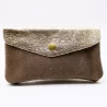 Porte monnaie cuir pailleté et peau
